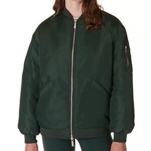 Sweaty Betty Cityscape Longline Bomber Jacket Teak Green Oversized Relaxed Fit 8